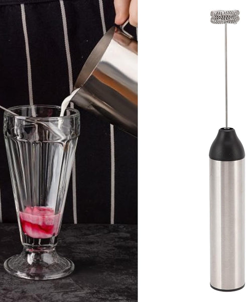 Powerful Handheld Milk Frother,Lightweight Electric Whisk with 2 Mixing Heads,Battery Operated Stianless Steel Drink Mixer with Frother Stand for ...