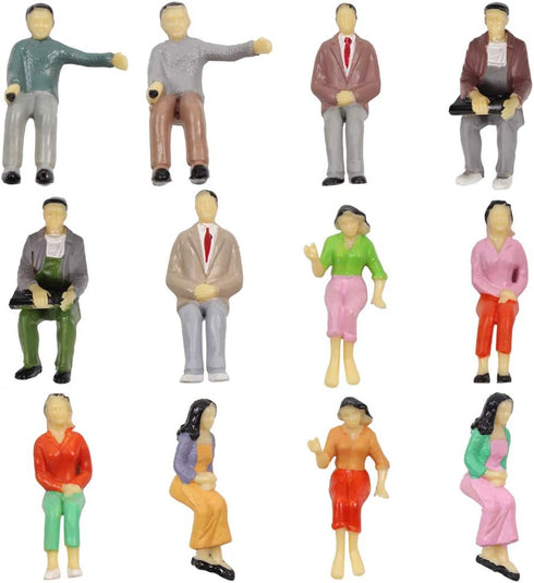 P25S 12pcs All Seated 1:25 Painted Passengers Figures G Scale Person for Model Railway Trains...