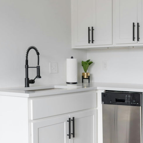 Mkono Paper Towel Holder Black Kitchen Roll Holder Organizer Countertop Paper Towels Holder with Heavy Duty Non-Slip Wood Base, Bathroom Towel Rol...