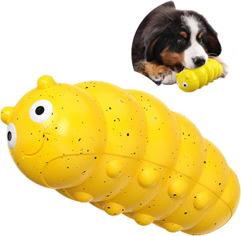 Indestructible Squeaky Dog Chew Toys for Aggressive Chewers, Food Grade Material Dog Chew Toys, Tough Durable Dog Toys for Medium Large Breed (Yel...