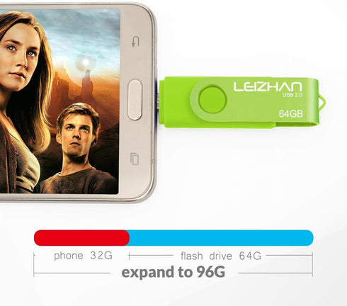 LEIZHAN Micro USB Flash Drive OTG Pen Drive 32GB Thumb Drive Gift Suitable for Samsung Galaxy S7,S7Edge,S6,S6 Edge (Green)...
