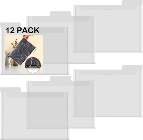 Briartw 12 PACK Storage Bag,Resealable Plastic Envelopes Pockets for Cutting Dies Stencil Crafts Organizer Holder,9.25x6.89" Clear Storage Envelop...