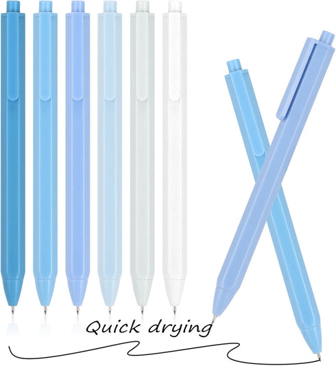 Aesthetic Ballpoint Pens - ?Macaron Blue? Pastel Roller Ball Pens, 0.5mm Retractable Gel Ink Pens | Black Ink | Cute Ball Point Pen - Pack of 5...