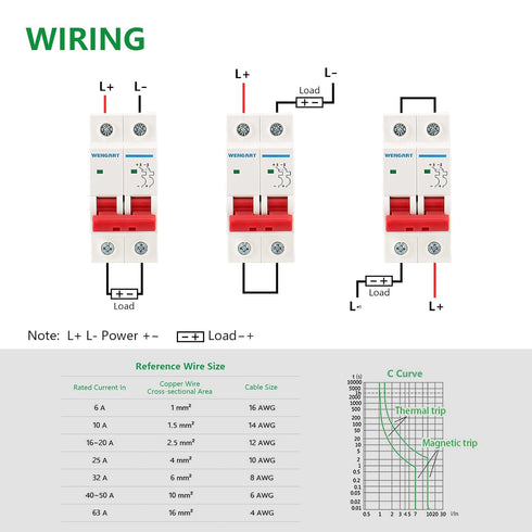 DC Miniature Circuit Breaker DZ47-63Z,500V 2 Poles 10-63A,Work for Battery and Solar PV Systems and Other DC Systems, DIN Rail Mount,DC Disconnect...
