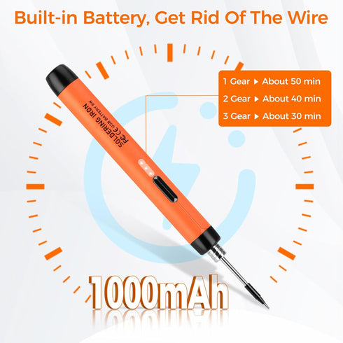 Mini Cordless Soldering Iron Kit, USB Rechargeable Portable Cordless Soldering Iron, 3 Temperature Adjustment Soldering Iron Tool Kit for Home App...