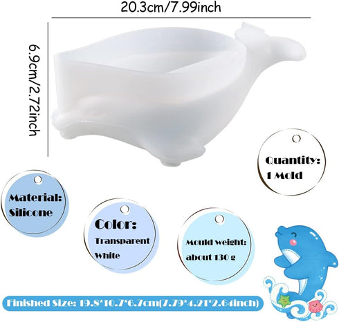 Rolin Roly Resin Dolphin Molds Soap Dish Silicone Mold Animal Storage Box Mould Jewelry Epoxy Casting Moulds for DIY Crafts Crystal Home Bathroom ...