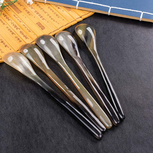 YARNOW 4pcs Small Spoons Ox Horn Caviar Spoons Mother of Pearl Spoon Soup Spoons Cocktail Stirring Spoons Tableware for Dessert Tea Coffee Ice Cre...