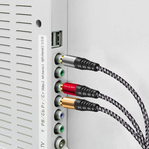 Audio Video RCA Cable 10 ft,Yeung Qee 3RCA Male to 3RCA Male Composite AV Cable Compatible with Set-Top Box,Speaker,Amplifier,DVD Player and More ...
