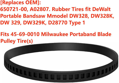 4pcs 650721-00 Band saw Tires For Dewalt Band Saw Rubber Tires 514002079 A02807 DCS374 DWM120 More Band Saws model...