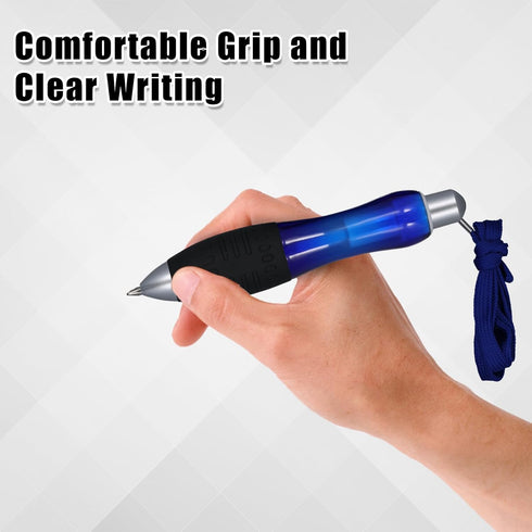 2pcs Fat Pens with 12pcs Refills, with 2pcs Lanyards, Smooth Writing Big Weighted pens Writing Tool for Hand Tremors, Weak Hand (Black + Blue)...