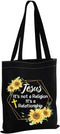 MBMSO Jesus Tote Bag It's Not a Religion It's a Relationship Shoulder Bag Christian Sunflower Gifts Religious Shopping Bags...