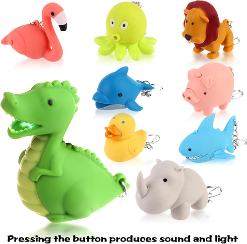 9 PCS Nurse Flashlight Pediatric Nurse Flashlight Keychain Animal Flashlight Keychain Dolphin Lion Flamingos Dinosaur Shark Rhino Octopus Duck Pig...