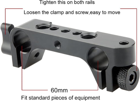NICEYRIG Long Lens Support Bracket Height Adjustable with 15mm Rod Clamp for Follow Focus DSLR Camera 15mm Rail Block System...