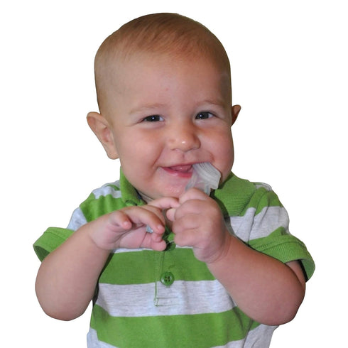 Brilliant Oral Care Baby’s First Toothbrush, Smooth Silicone Bristles Gently Clean Tender Teeth and Gums, for Ages 4+ Months, Blue, 2 Pack...