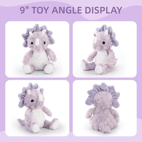Cute Purple Dinosaur Stuffed Animals for Girls, Dinosaur Party Favors, Cuddly Dinosaur Plush Toy for Kids, Huggable Triceratops for Baby, Birthday...