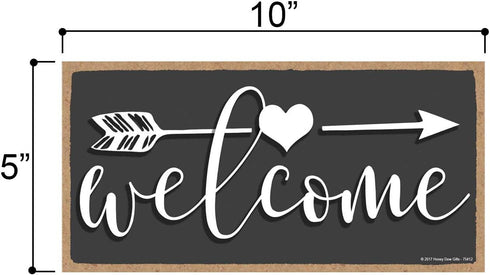 Honey Dew Gifts Welcome 5 inch by 10 inch Hanging Wall Art, Decorative Wood Sign Home Decor, 75412...