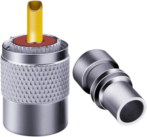 PL259 Coaxial Connectors 6 Pcs PL-259 UHF Male Solder Connector Plug with Reducer, Teflon Material 50ohm for RG59 RG8 RG8x LMR400 RG213 Coaxial Ca...