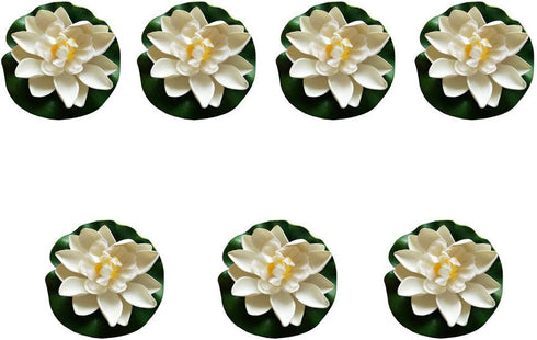 7Pcs 3.9 Inch Artificial Lotus Flower Artificial Flower Pool Aquarium Decoration Eternal Flower Artificial Flower (White)...