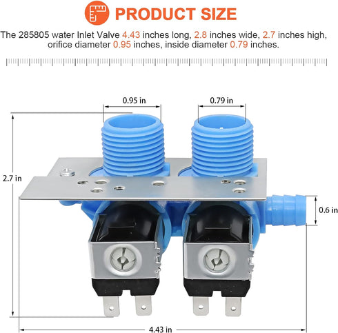 ???????? ?????????????? 285805 Washer Water Inlet Valve with Mounting Bracket - Suitable for Whirlpool Kenmore Kitchen-Aid Washer - Replaces 292197 3349451 3354565 kaws850jq4 lsq8243hq0 7mlsc9545jq2