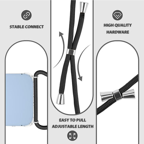 YESPURE for iPhone 13 Pro Max Clear Case Adjustable Shoulder Neck Lanyard Crossbody Strap Phone Cover Women Girls Soft Slim Bumper Shockproof Prot...