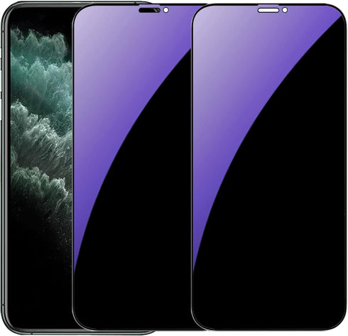 2 Pack Anti-Blue Privacy Tempered Glass Suit for iPhone Xs Max/iPhone 11 Pro Max Anti-Spy Screen Protector Anti-Peeping Film 9H Hardness Anti-scra...