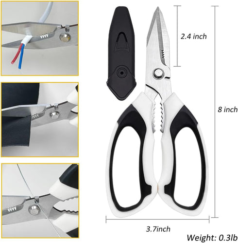 Utility Scissors Heavy Duty, Heavy duty Shears Stainless Steel Blades with Protective Case, Multipurpose Scissors for Cutting Cardboard, Fabric, C...