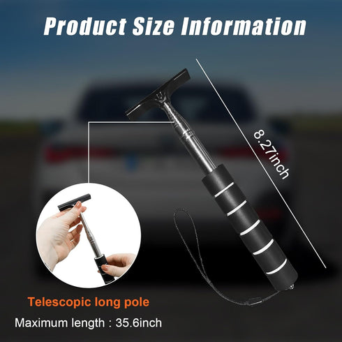 Car Side Mirror Squeegee, 35.6'' Retractable Rearview Mirror Wiper, Mini Portable Auto Window Squeegee Cleaner, Universal Vehicle Glass Cleaning T...