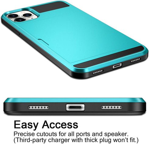 Vofolen Case for iPhone 11 Pro Max Case Wallet Credit Card Holder Slot Sliding Door Hidden Pocket Dual Layer Hybrid Bumper Armor Protective Hard S...