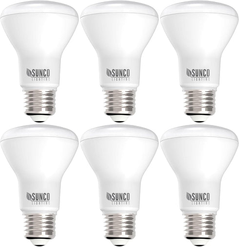 Sunco Lighting - 6 Pack BR20 LED Bulbs Indoor Flood Light R20 Dimmable CRI93 3000K Warm White 50W Equivalent to 7W, E26 Medium Base, Recessed Can ...