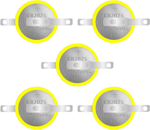 5 Pack 3V Tabbed CR2025 Batteries 2025 Gameboy Cartridge Battery Solder Tabs Lithium Battery Gameboy Color GBC Replacement Battery...