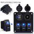 Waterproof Marine Boat Rocker Switch Toggle 12V 24V, 5 Pin SPST ON-Off Switch 12V/20A 24V/10A Blue LED Light, with Jumper Wires Set for Car Marine...