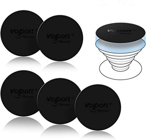 volport Mount Metal Plates Replacement 6pcs for Magnetic Phone Magnet Car Mount, 3M Strong MagicPlate Metal Disc Sticker Adhesive Round for Magnet...