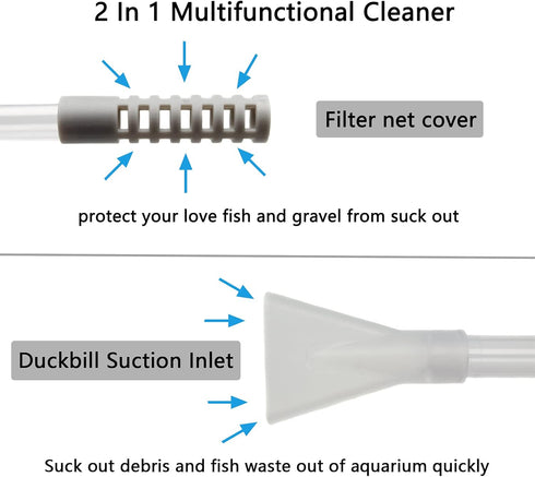 10 Gallon Fish Tank cleaner and Aquarium Water Changer Siphon with a Thinner Tubing. Perfect for Cleaning Small Tanks, Gravel Vacuum for Aquarium ...