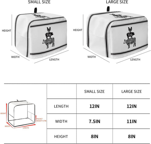 Toaster Dust Cover with Pockets, Farmhouse Cow Pig Chicken Black White Pattern Soft Washable 2 Slice Toaster Cover, Dust-proof Cover for Small App...