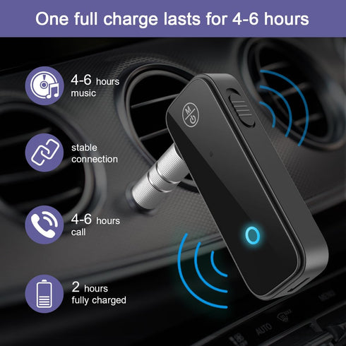 Aux Bluetooth Adapter for Car, 2 in 1 Bluetooth Transmitter Receiver for Hands-Free Call, Noise Cancelling 3.5mm AUX Bluetooth 5.0 Receiver for Ho...