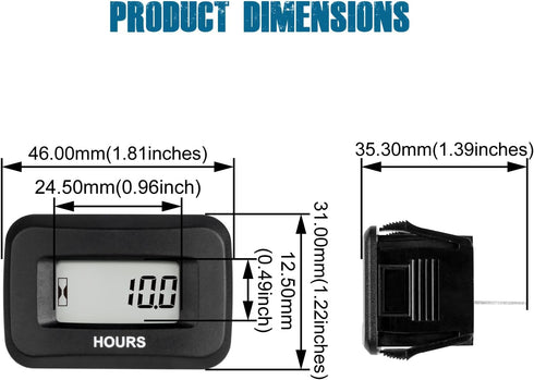 Runleader Digital Hours Counter,AC/DC 5V to 277V for Garden Tractor Generator Scooter Club Car Forklift Leaf Trimmer etc.(1)...
