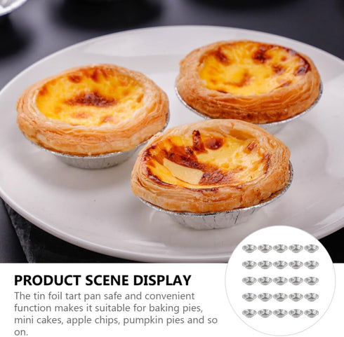 Kichvoe Egg Tart Molds 250pcs Disposable Mini Pie Pans Aluminum Foil Baking Pan Round Nonstick Dessert Cups Bakeware for Cupcake-2.7Inch...