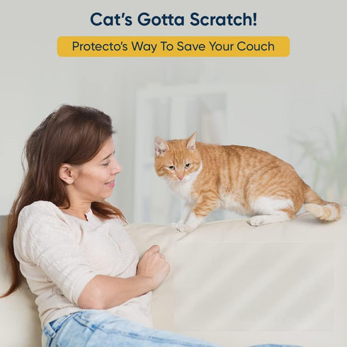 PROTECTO® 4-Pack Cat Anti Scratch Furniture Protector - 16"x12" Clear Pet Couch Protector Scratch Guard - Self-Adhesive Sofa Safe™ Design - Cat Sc...