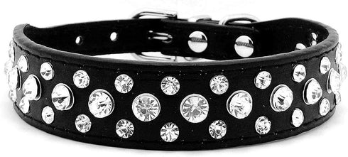 Bling Rhinestone PU Leather Crystal Diamond Pet Dog Cat Puppy Collar Black S M L XL(Black,XL)...