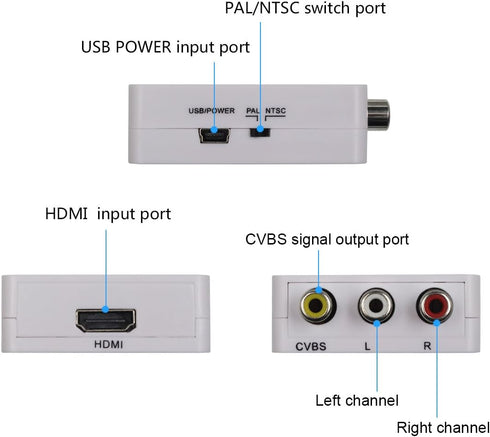 Mini Composite 1080P HDMI to RCA Audio Video AV CVBS Adapter Support HD for HD HDMI2AV Converter Box for TV PC VCR DVD PAL...