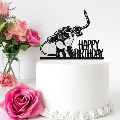 Welder Happy Birthday Cake Topper, Welding/Soldering Cake Decor, Weld Cake Toppers, Black & Silver Glitter Birthday Party Decorations for Men Skil...