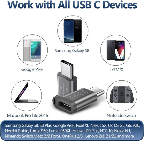 JSAUX Micro USB (Female) to USB C Adapter 4-Pack, Aluminum USB Type C Adapter with Keychain Fast Charging Compatible with Samsung Galaxy S10 S9 S8...