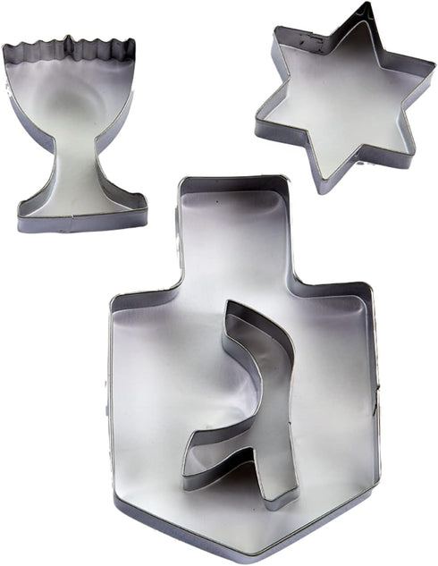 Rite Lite Chanukah Dreidel, Menorah, & Star of David Cookie Cutters Set, Perfect Hanukkah Gift, Hanukkah Cooking Accessories, Hanukkah Baking Set,...