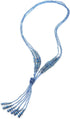 COOLSTEELANDBEYOND Boho Chic Lariat Necklace Tassel Pendant Pastel Blue Crystal Bead Three-strand Long Chain Y-Shape...