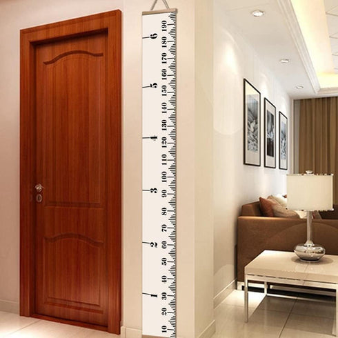 Hanging Growth Chart, Height Measure Ruler Roll Up Wooden Canvas Growth Ruler for Kids Baby Birthday Gift,White,A1...