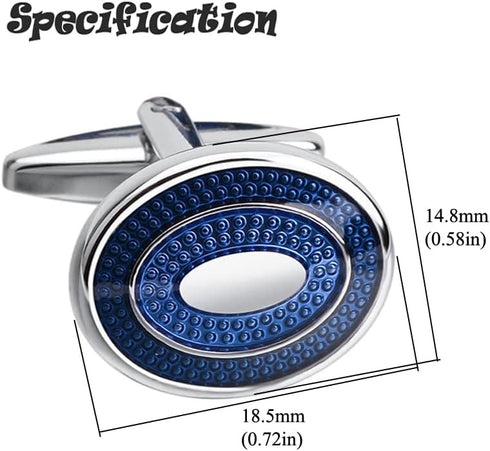Fomissky Oval Navy Blue Cufflinks for Men Silver Plated, Personalized Men's Cuff Links Groom Wedding Gifts Tuxedo Business Shirt Accessories...