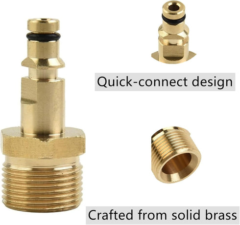 M22 Pressure Washer Plug to Quick Connect Coupler Adapter, Solid Brass Construction Pressure Washer Parts for K Series Spray Nozzle Tips Up to 220...