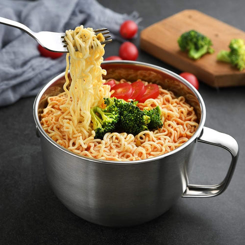 18/8 Stainless Steel Leak Proof Food Storage Container with Handle and Lid, Snack Bowl, Stainless Steel Bento Lunch Box, Soup Bowl, Noodle Pot, Ra...