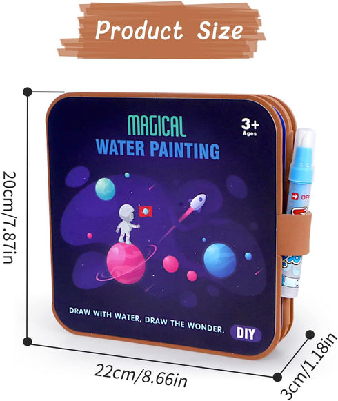 Water Coloring Books for Toddlers, Paint with Water Books, Water Doodle Book Toys for 3-5, Space Cartoon Water Painting Book for Kids Educational ...