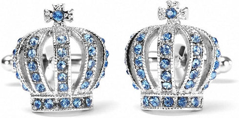 Crown Cufflinks and Tie Clip Set in Black Gift Box Crytal Tie Bar and Cufflinks Set Gift for Men Jewelry Wedding Party Holiday Birthday Xmas...